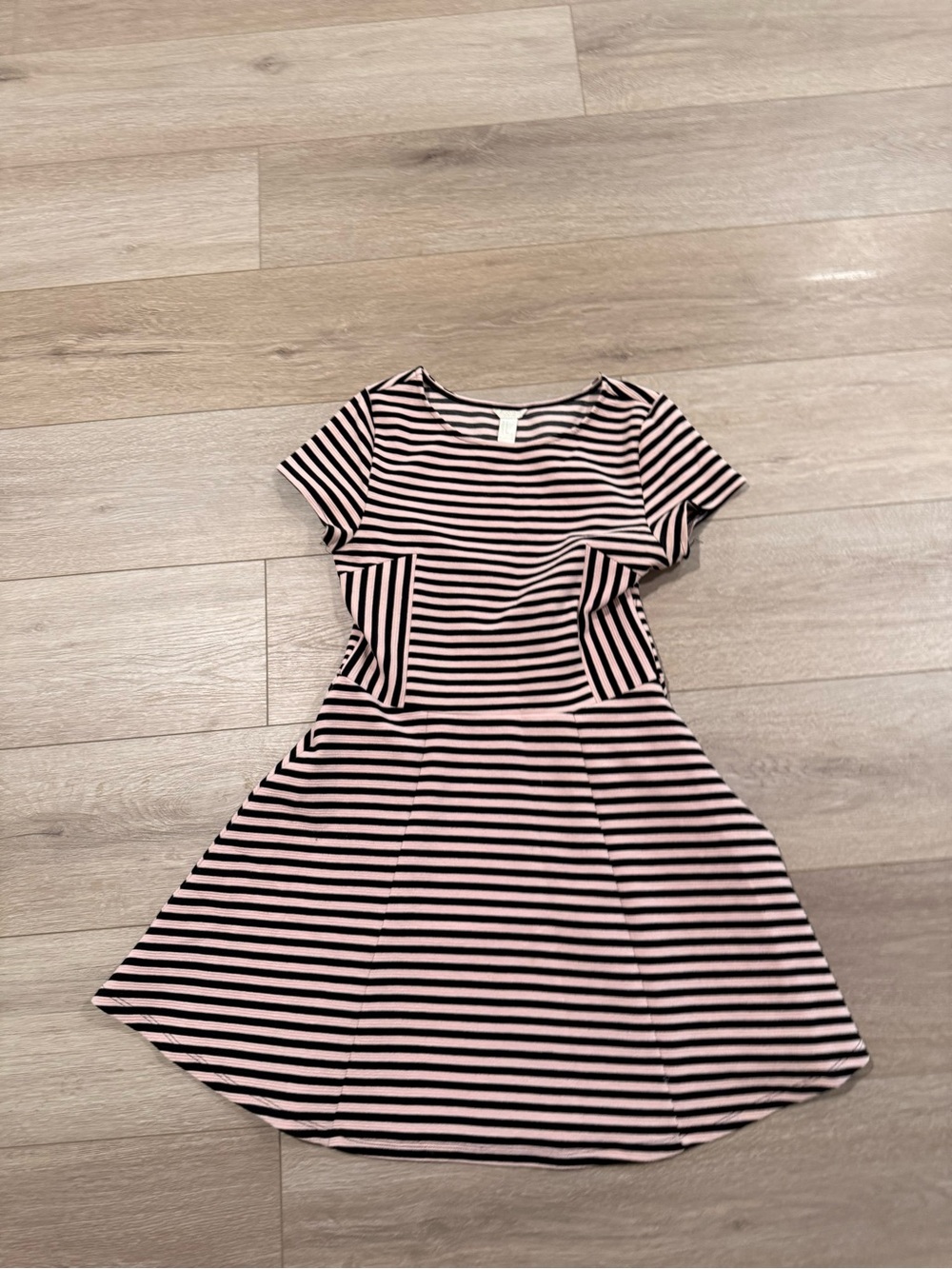 Forever 21 Pink and Black Striped Fit-and-Flare Mini Dress